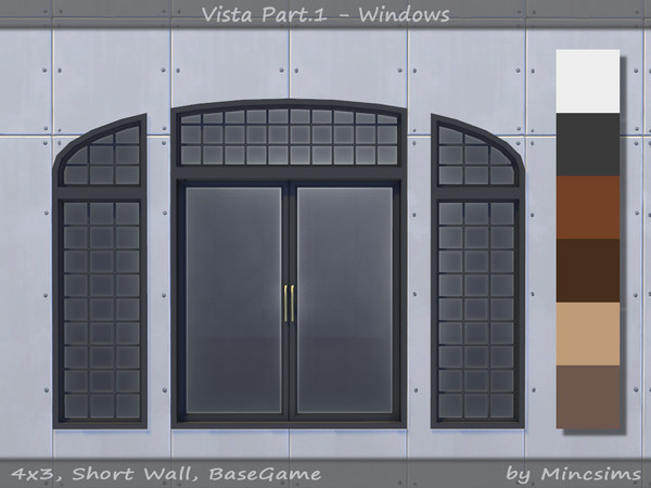 Sims 4 — Vista Arched Window Short by Mincsims — for short wall 6 swatches a part of Vista Set