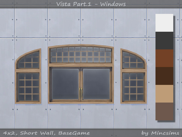 Sims 4 — Vista Arched Window Small by Mincsims — for short wall 6 swatches a part of Vista Set