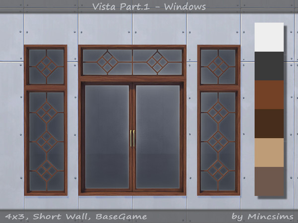 Sims 4 — Vista Window Short by Mincsims — for short wall 6 swatches a part of Vista Set