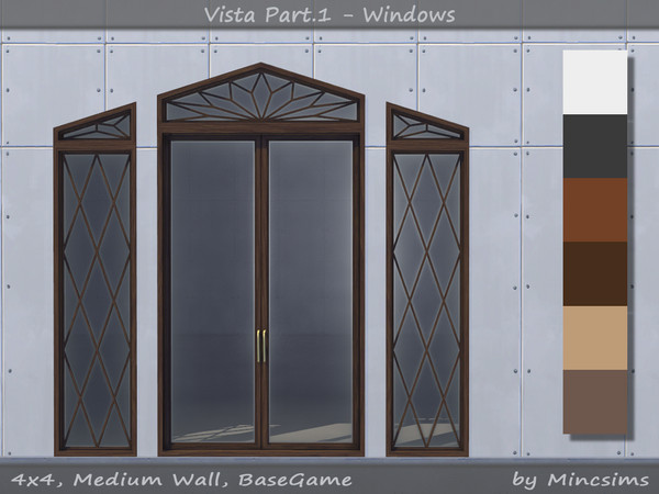 Sims 4 — Vista Triangle Window Med by Mincsims — for medium wall 6 swatches a part of Vista Set
