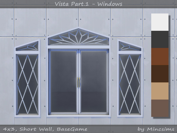 Sims 4 — Vista Triangle Window Short by Mincsims — for short wall 6 swatches a part of Vista Set