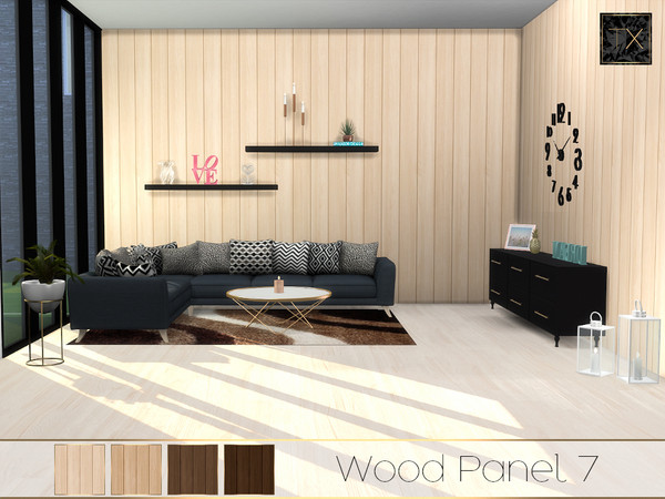 Sims 4 — Wood Panel 7 by theeaax — A wooden wall that is suitable for both inside and outside use 4 Color Swatches Enjoy!