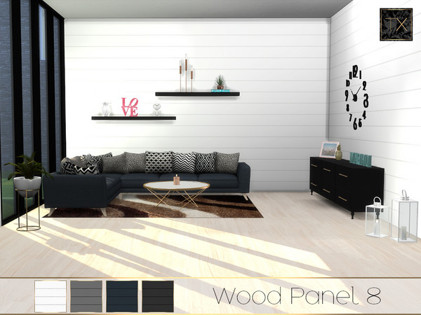 Sims 4 — Wood Panel 8 by theeaax — A Horizontal wall that is suitable for both inside and outside use 4 Color Swatches