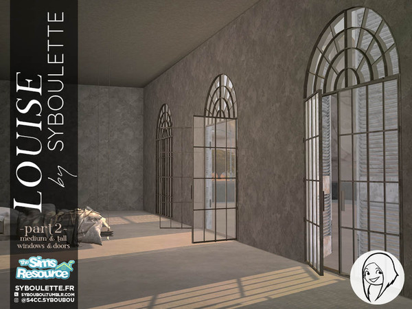 Sims 4 — Patreon Early Release - Louise set - Part2 by Syboubou — This is a set of windows and doors to enlarge your