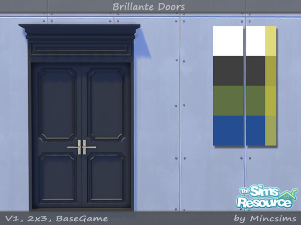 Sims 4 — Brillante Double Panel Door V1 2x3 by Mincsims — for short wall 8 swatches
