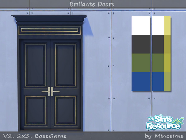 Sims 4 — Brillante Double Panel Door V2 2x3 by Mincsims — for short wall 8 swatches