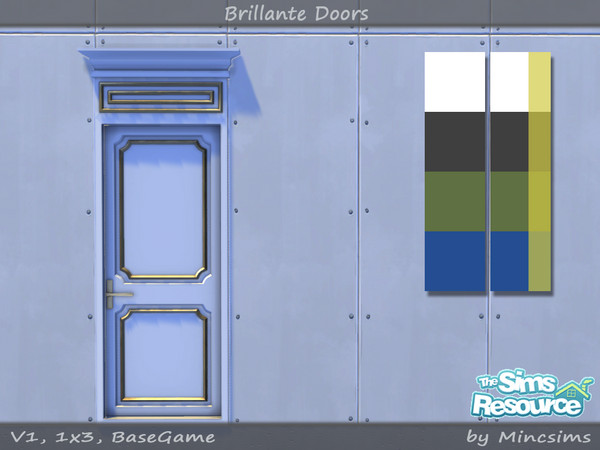 Sims 4 — Brillante Single Panel Door V1 1x3 by Mincsims — for short wall 8 swatches
