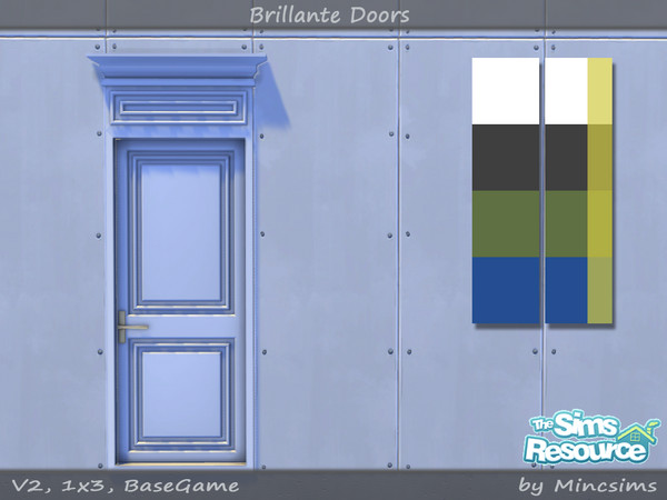 Sims 4 — Brillante Single Panel Door V2 1x3 by Mincsims — for short wall 8 swatches
