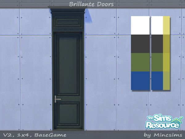 Sims 4 — Brillante Single Panel Door V2 1x4 by Mincsims — for medium wall 8 swatches