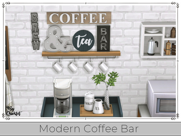 Sims 4 — Modern Coffee Bar by Chicklet — Nothing jump starts your day like a steaming cup of coffee and creating your own
