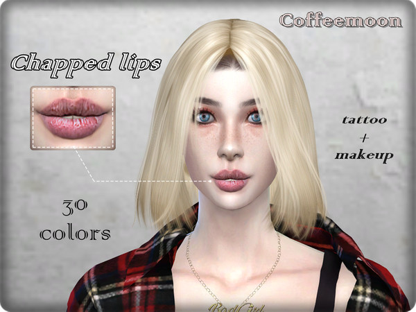 Sims 4 — Chapped lips by coffeemoon — Tatto and lipstick category 30 color options for female and male: toddler, child,