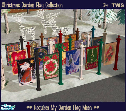 Sims 2 — Christmas Garden Flag Collection by wildstar24 — A set of 15 Christmas-themed flags to use with my colonial