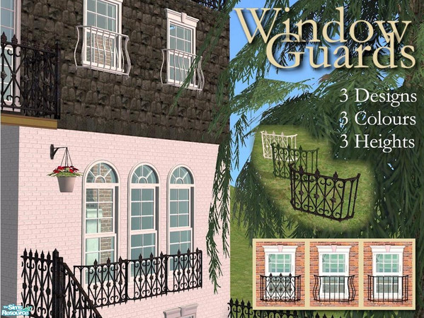 Sims 2 — Wrought Iron Window Guards by Cyclonesue — Decorative window guards for your windows. These can be placed over