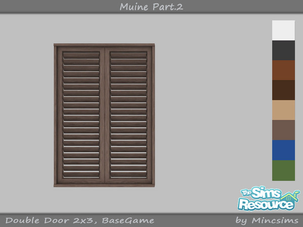 Sims 4 — Muine Double Door 2x3 by Mincsims — for short wall a part of Muine Set 8 swatches