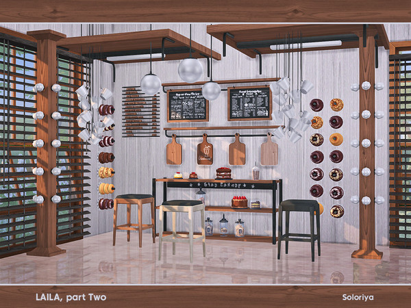 Sims 4 — Laila Part Two by soloriya — A set of ceiling and wall furniture for your bakery. Includes 12 objects: --wall