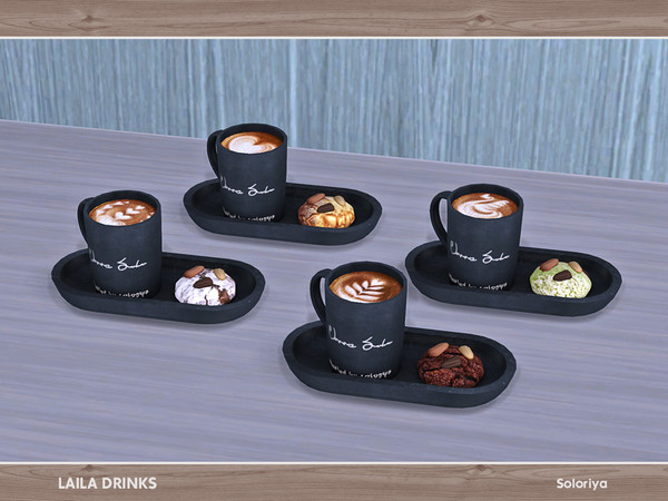 Sims 4 — Laila Drinks. Coffee With Cookie by soloriya — Decorative coffee with cookie. Part of Laila Drinks set. 4 color