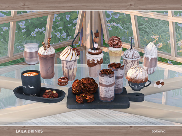 Sims 4 — Laila Drinks by soloriya — A set of decorative drinks for your kitchens or dining rooms. Includes 10 objects.