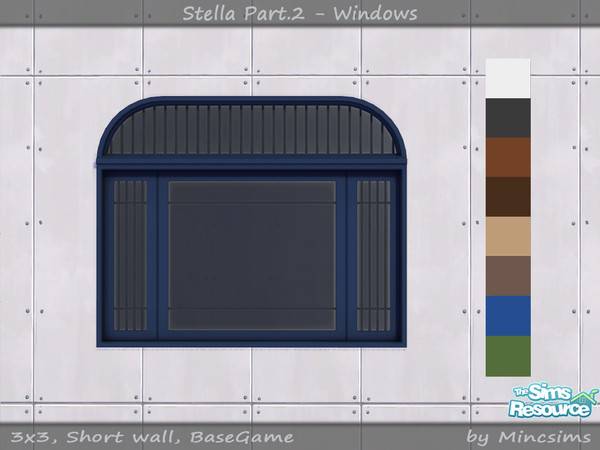 Sims 4 — Stella Window Med 3x3 V2 by Mincsims — for short wall 8 swatches
