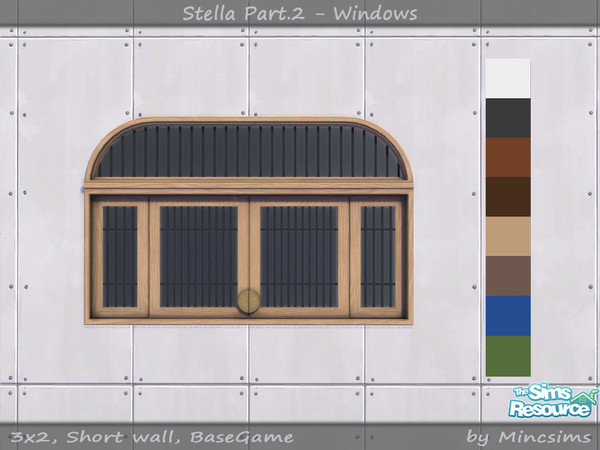 Sims 4 — Stella Window Short 3x2 V1 by Mincsims — for short wall 8 swatches