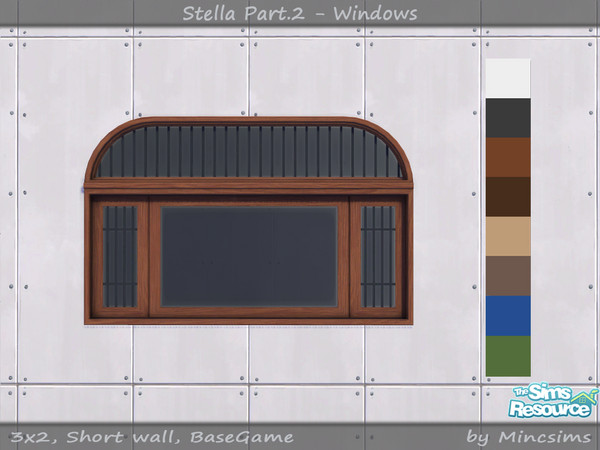 Sims 4 — Stella Window Short 3x2 V2 by Mincsims — for short wall 8 swatches