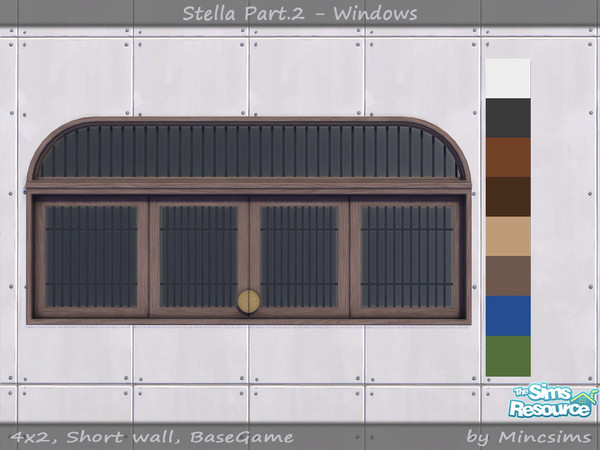 Sims 4 — Stella Window Short 4x2 V1 by Mincsims — for short wall 8 swatches