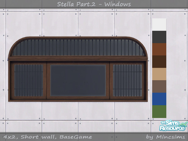 Sims 4 — Stella Window Short 4x2 V2 by Mincsims — for short wall 8 swatches