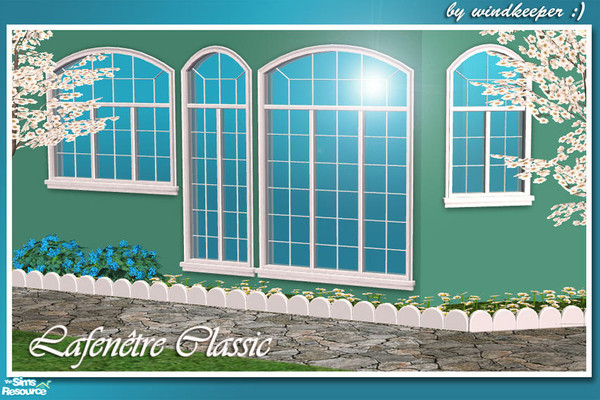 Sims 2 — Lafenetre Classic by Windkeeper — Four new windows, linked to Maxis tall Lafenetre window. Will use all the