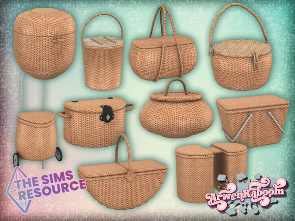 Sims 4 — Wickery by ArwenKaboom — A wicker picnic basket set for the outdoor activities. They act as coolers so sims can