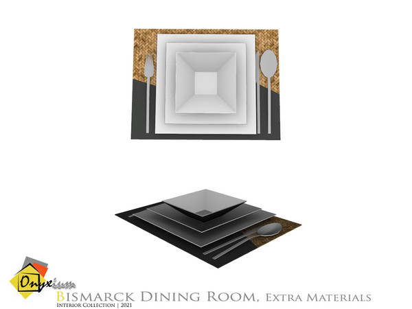 Sims 4 — Bismarck Placemat With Fork, Knife, Spoon And Plates by Onyxium — Onyxium@TSR Design Workshop Dining Room