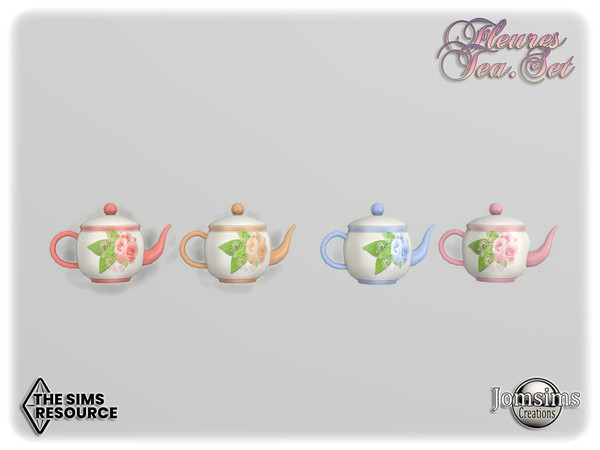 Sims 4 — Fleures tea set teapot by jomsims — Fleures tea set teapot