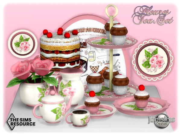Sims 4 — Fleures tea set  by jomsims — fleures tea set for your Sim. floral sweetness, with this decorative tea set. 14