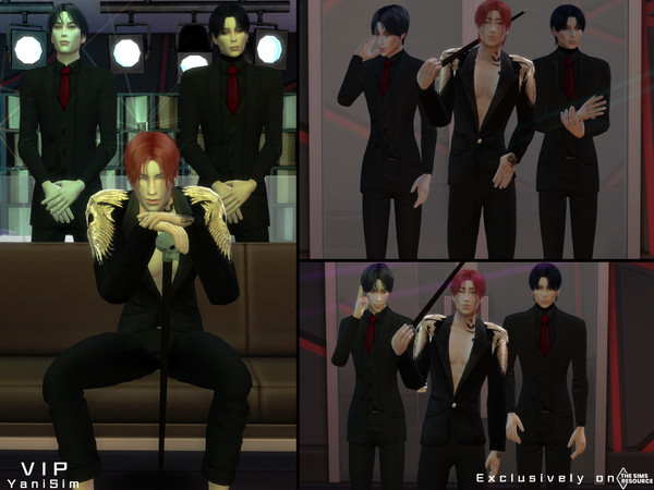 Sims 4 — VIP (Pose Pack) by YaniSim — Male modeling poses with cane and your bodyguards I hope you enjoy them~ Contains