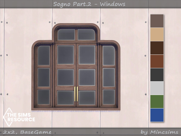 Sims 4 — Sogno Window V1 2x2 by Mincsims — for 2 tiles, short wall 8 swatches