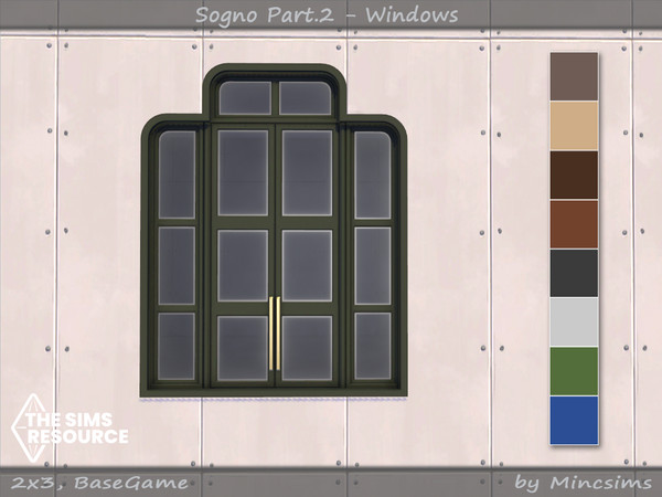 Sims 4 — Sogno Window V1 2x3 by Mincsims — for 2 tiles, short wall 8 swatches