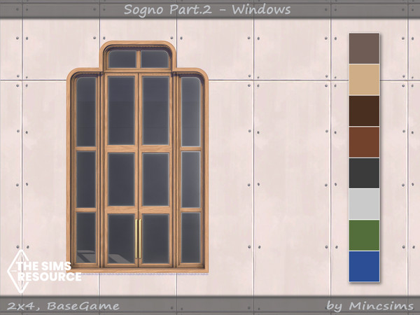 Sims 4 — Sogno Window V1 2x4 by Mincsims — for 2 tiles, medium wall 8 swatches