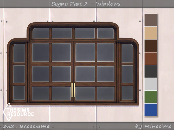 Sims 4 — Sogno Window V1 3x2 by Mincsims — for 3 tiles, short wall 8 swatches