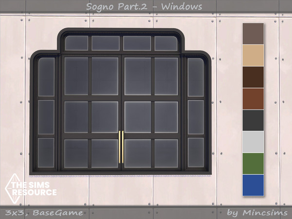 Sims 4 — Sogno Window V1 3x3 by Mincsims — for 3 tiles, short wall 8 swatches
