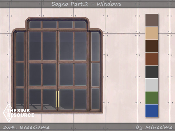 Sims 4 — Sogno Window V1 3x4 by Mincsims — for 3 tiles, medium wall 8 swatches