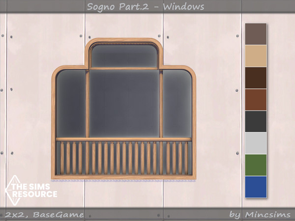 Sims 4 — Sogno Window V2 2x2 by Mincsims — for 2 tiles, short wall 8 swatches