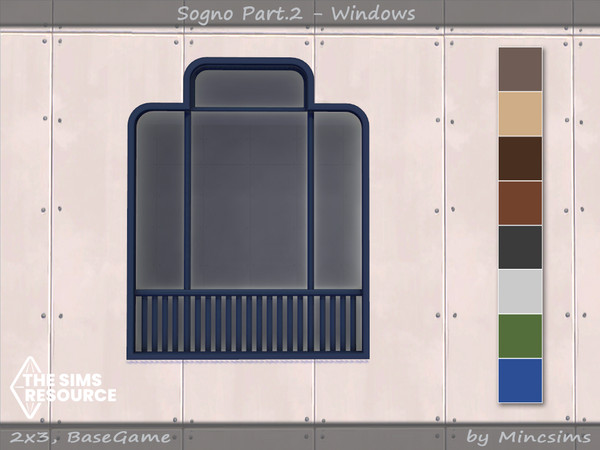 Sims 4 — Sogno Window V2 2x3 by Mincsims — for 2 tiles, short wall 8 swatches
