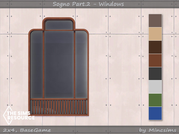 Sims 4 — Sogno Window V2 2x4 by Mincsims — for 2 tiles, medium wall 8 swatches