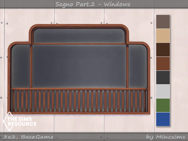 Sims 4 — Sogno Window V2 3x2 by Mincsims — for 3 tiles, short wall 8 swatches