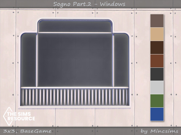 Sims 4 — Sogno Window V2 3x3 by Mincsims — for 3 tiles, short wall 8 swatches