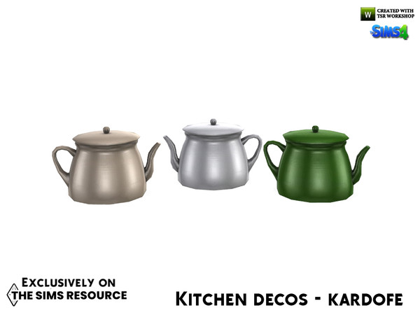 Sims 4 — Kitchen decos_Teapot by kardofe — Teapot with lid, decorative, in three colour options 