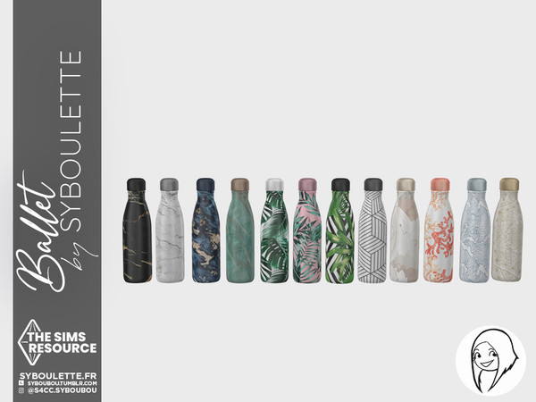 Sims 4 — Ballet - Flask by Syboubou — This is a deco water bottle in varios and trendy pattern. Perfect to decorate a