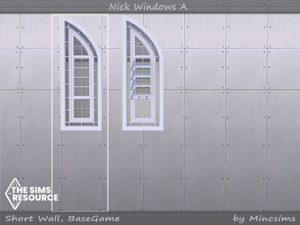 Sims 4 — Nick window A 1x3 by Mincsims — for short wall 8 swatches