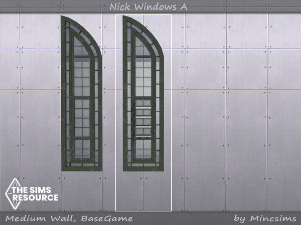 Sims 4 — Nick window A 1x4 Open by Mincsims — for medium wall 8 swatches
