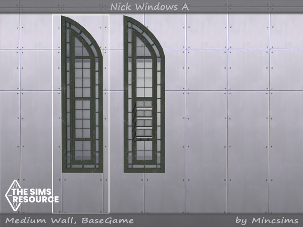 Sims 4 — Nick window A 1x4 by Mincsims — for medium wall 8 swatches