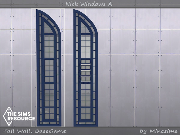 Sims 4 — Nick window A 1x5 by Mincsims — for tall wall 8 swatches