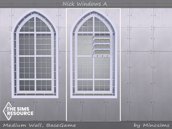 Sims 4 — Nick window A 2x4 Open by Mincsims — for medium wall 8 swatches